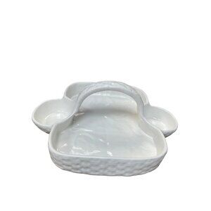 Neuwirth Portugal Glazed white ceramic serving trinket tray basket SKU 9594